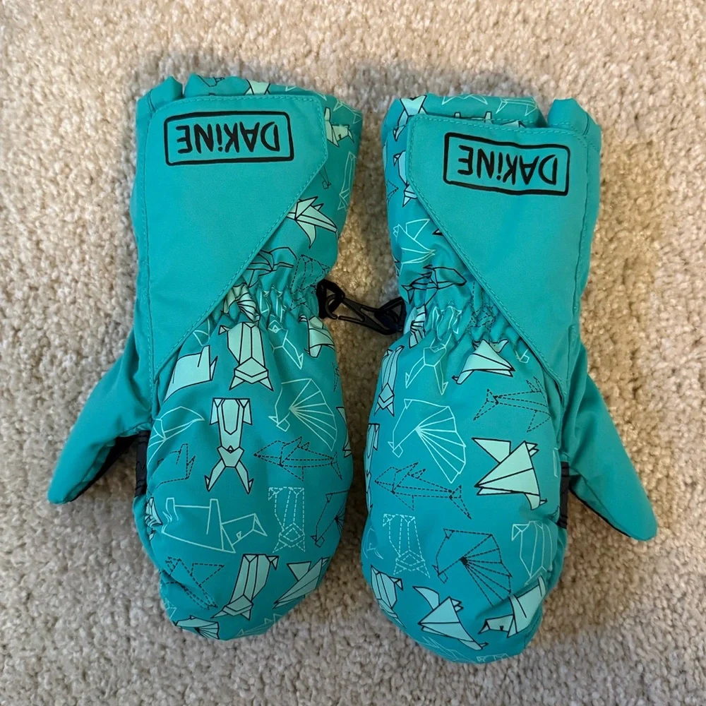 Dakine Kids' Teal Patterned Waterproof Insulated Mittens